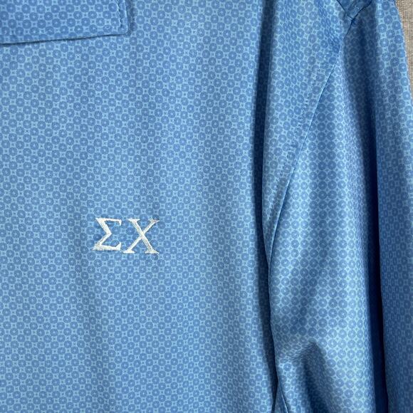 Peter Millar Summer Comfort Polo Shirt Mens Large Blue Geometric Golf Preppy‎ - Picture 3 of 10